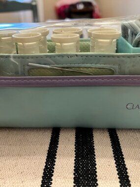 Vintage Clairol Set To Go Travel Hot Rollers Model TS-8 Aqua Purple Tested Works